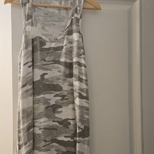 Gray Camouflage Women's Maxi Dress With Side Slit